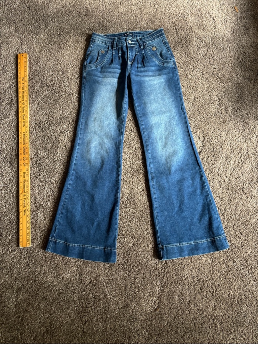 Women's Mid-Rise Blue Flare Jeans — Wide Leg Denim